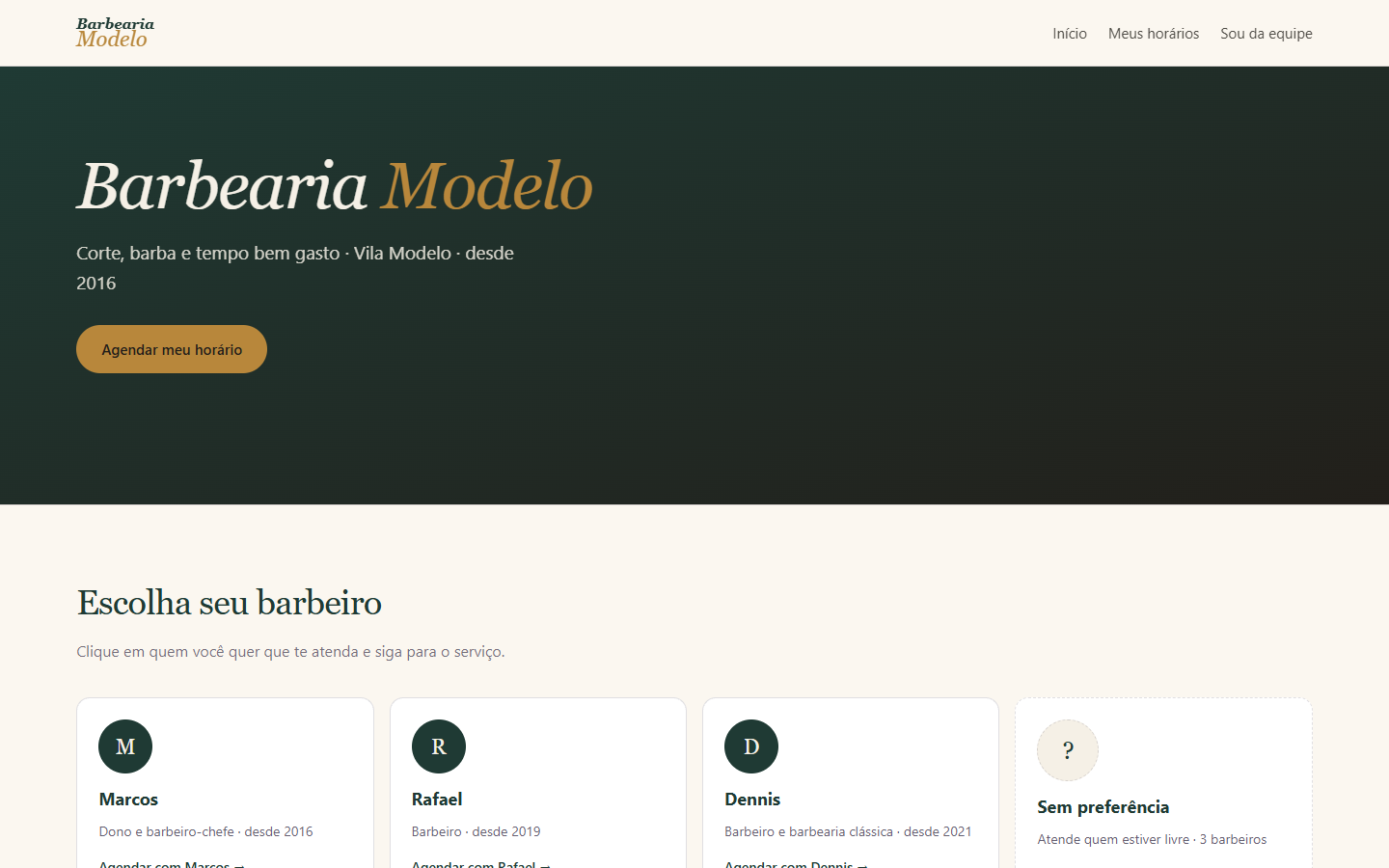 Vitrine de uma barbearia feita pela WebModeling, no computador